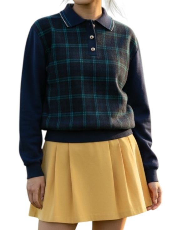 Vintage Sweaters - Vintage 80s Cape Cod Sportswear Plaid Knit Sweater Sz L